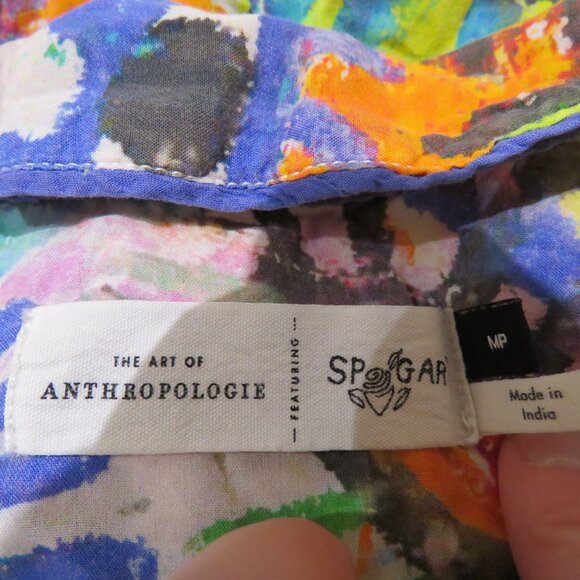 ANTHROPOLOGIE SPOGART Rainbow Eye Pajama Top Abstract Multicolor Lounge - Size M - Picture 11 of 11
